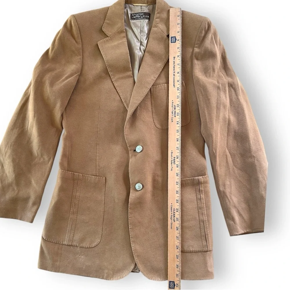 Vintage LANVIN Paris Feathersuede Blazer Jacket Sportscoat Camel Size Medium